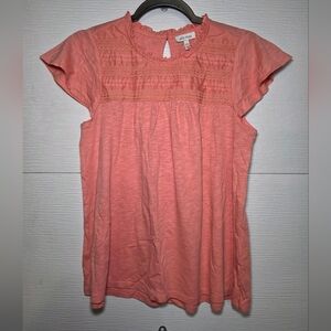 Ella Moss Coral Lace Yoke Cap Sleeve Tunic
